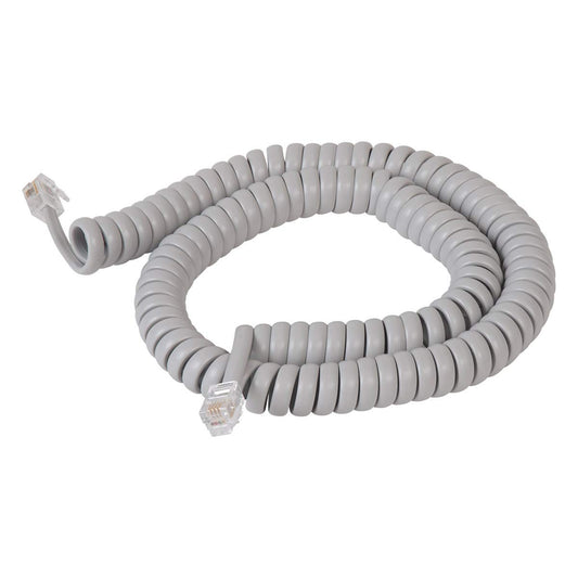 Cablesys Coiled Telephone Handset Cord for Use with PBX Phone Systems, VoIP Telephones - 12 Ft Uncoiled, Rj22, 1.5 Inch Lead on Both Ends, Dolphin