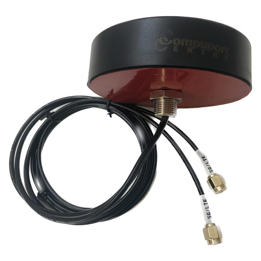 CompuPort MIMO 5G LTE Puck Antenna Freq: 2X 698-960/1710-3800MHz with Dual-Diversity 3' SMA Male Cables, Compatible with Sierra Airlink, Teltonika