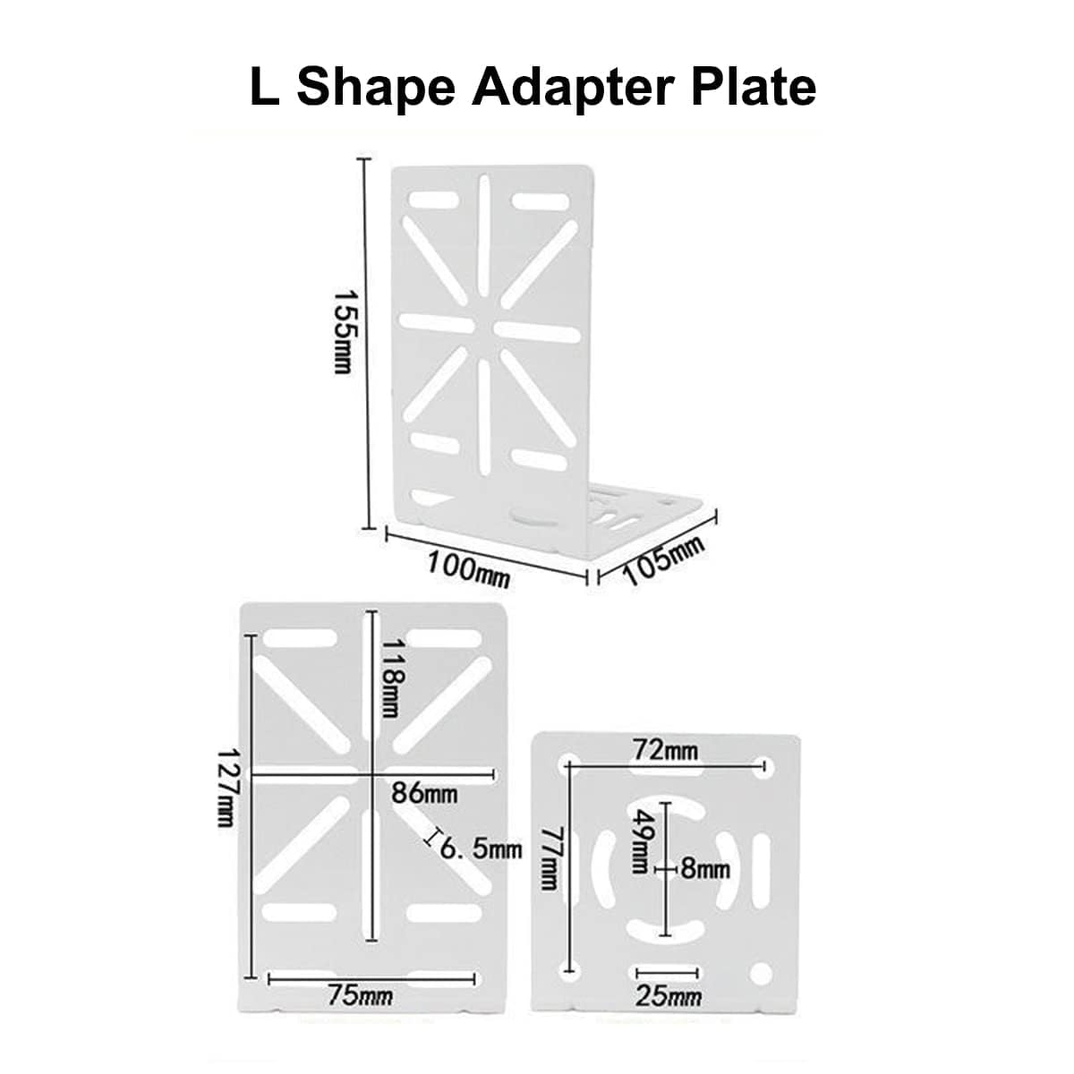 SamIdea CCTV Steel Camera Mount Bracket Adapter, L-Shape Security Camera Mount Plate, Universal Wall Ceiling Mounting Brackets for PTZ Camera and Dome