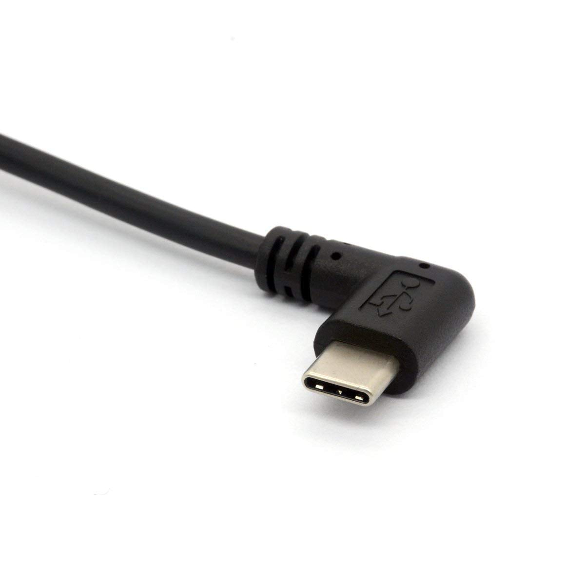 GLHONG Coiled USB C Cable, Right Angle USB 2.0 to USB C Extension Cord 90 Degree USB C Adapter Lead (USB 2.0 Right)
