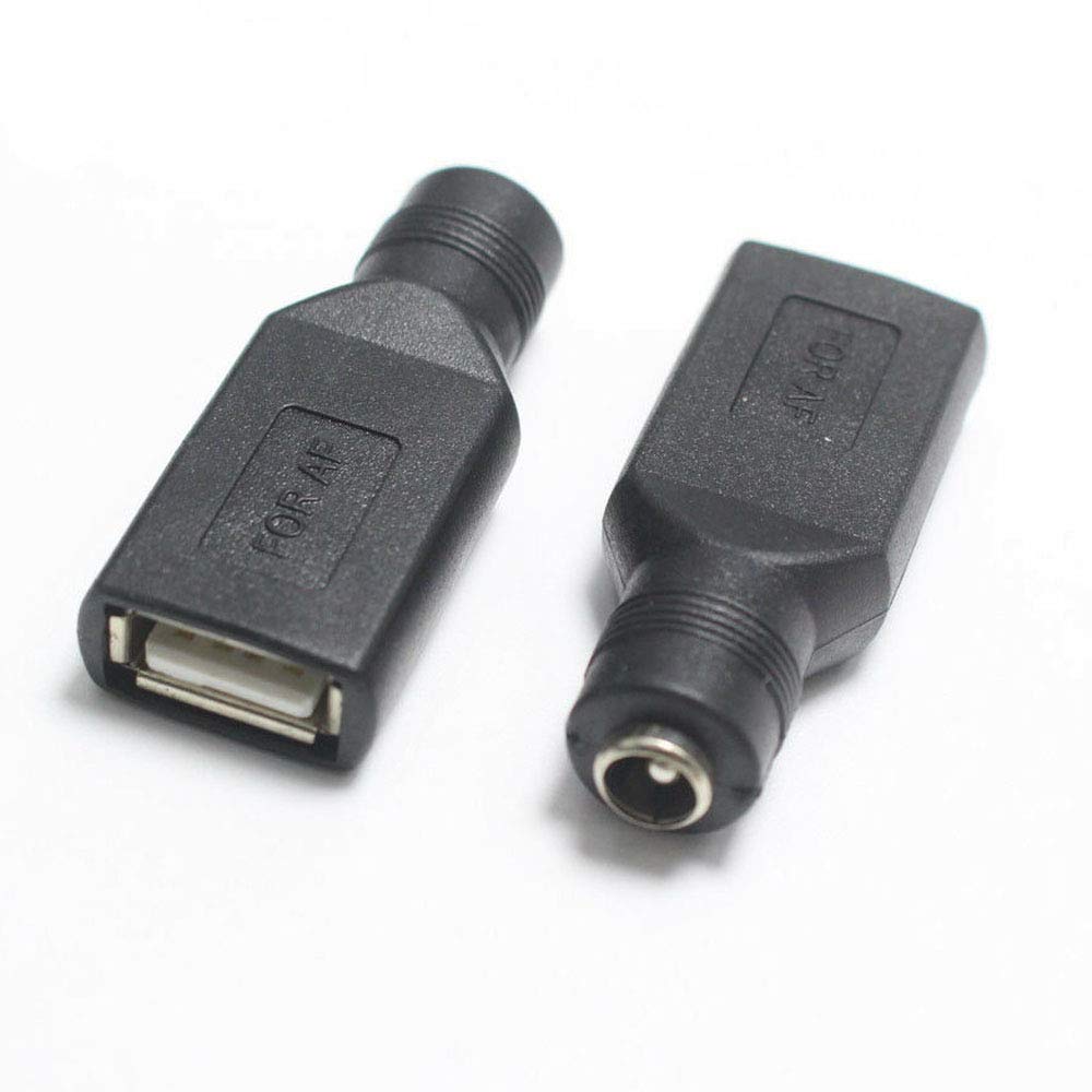 Acxico 4 pcs USB Female to 5.5mm x 2.1mm Female DC Power Converter Charger Adapter Connector