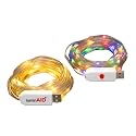 LuminAID LED String Lights - 2-Pack of 32ft USB Lights with 100 LED Bulbs per Strand - Warm White and Multicolor with 8 Modes - Perfect for Camping