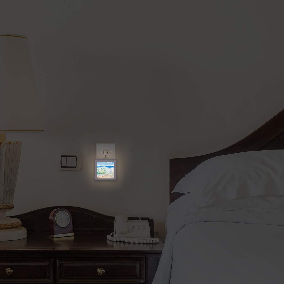 Art Plates Plug in Dimmable LED Night Light with Dusk to Dawn Auto Sensor, Adjustable Brightness, Warm Light, Auto On-Off Nightlight for Bathroom