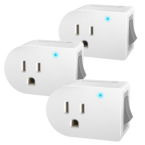 Fosmon Grounded Outlet Switch, ON/Off Switch (3 Pack), 3 Prong Plug in Electrical Switch, 245J Single Port Electric Switch Adapter Surge Protector