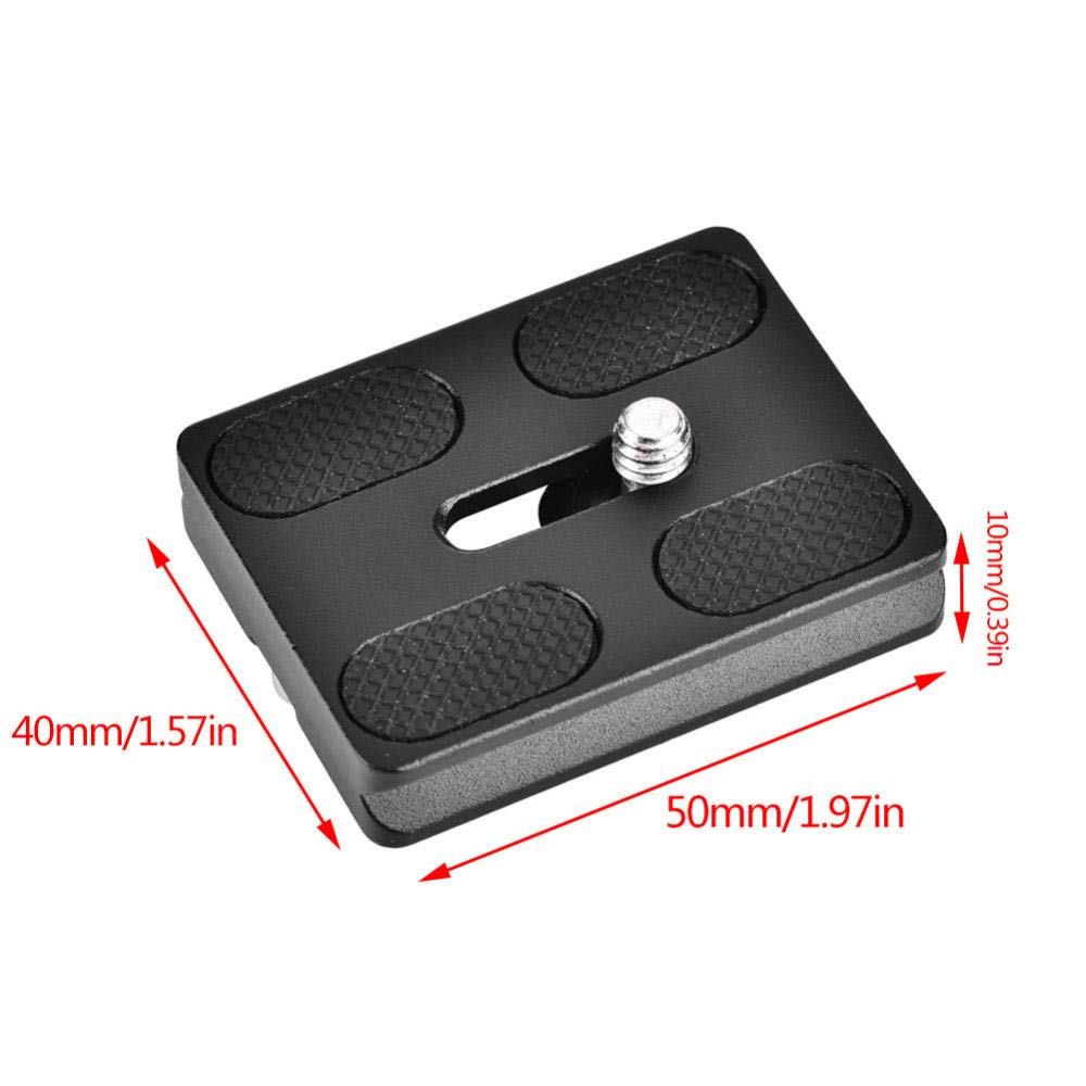Aluminum Alloy Quick Release Plate with 1/4inch Screw Mount for Arca Benro Monopod Tripod Ball Head SLR Camera, Black(PU50)