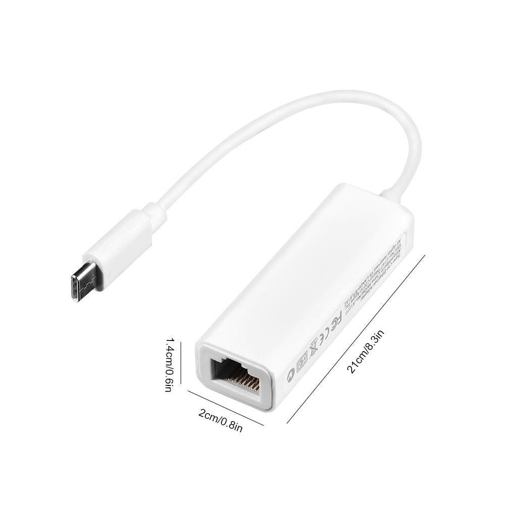 Diyeeni USB-C to Ethernet Adapter, USB 3.1 Type-C to RJ45 100Mbps Ethernet LAN Network Adapter, Charging and Surfing 2 in 1 for PC, Laptop, Tablet