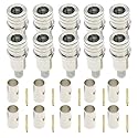 UCCKEYI 10Sets QMA Male Crimp RF Connector Designed for LMR195 RG58 RG400 RG142 Coax Cables 50 Ohm Straight Nickel-Plated Brass Type