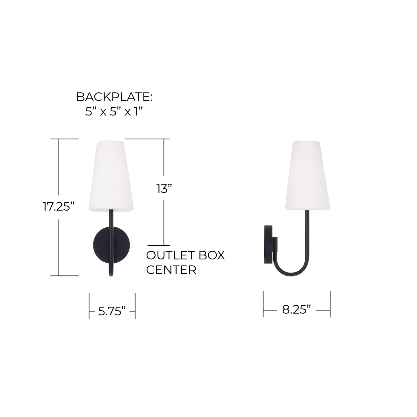 Capital Lighting 655211MB-550 Averitt Soft White Glass Wall Sconce, 1-Light 60 Watt, 17" H x 6" W, Matte Black