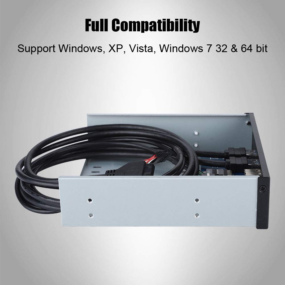 ASHATA 5.25" Front Panel,4 USB Port Optical Drive Front Panel,Multifunction 5.25 Inch 19 Pin/9Pin to USB 3.0 USB 2.0 4 Port Metal Optical Drive Bay