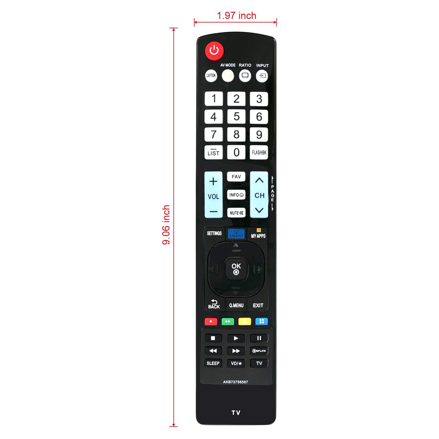 AKB73756567 Replace Remote fit for LG LED Smart TV 32LB5800 32LB580B 39LB5800 40UB8000 42LB5800 47LB5800 47LB6100 49UB8200 50LB6100 55LB5800 55LB6100