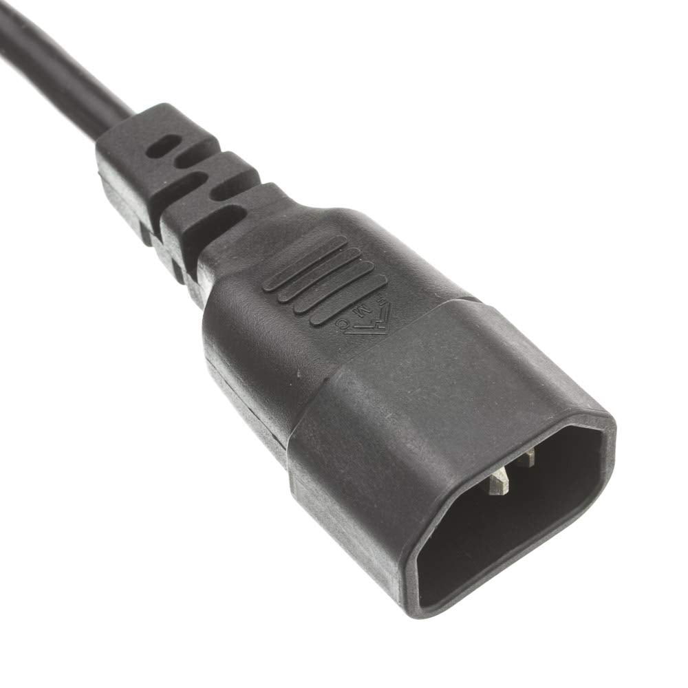 6 feet Computer/Monitor Power Cord Adapter, NEMA 1-15R Female to C14 Male Plug, 3 Pin, 18 AWG, 10 Amp, Power Cable for PC/Monitor, Power Extension