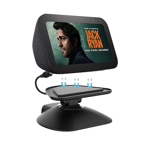 All-New Adjustable Charging Stand for Echo Show 5 (3rd Gen)? Tilt + Swivel Stand Multi Angle Rotation Magnetic Anti-Slip Base for Show 5 Compatible