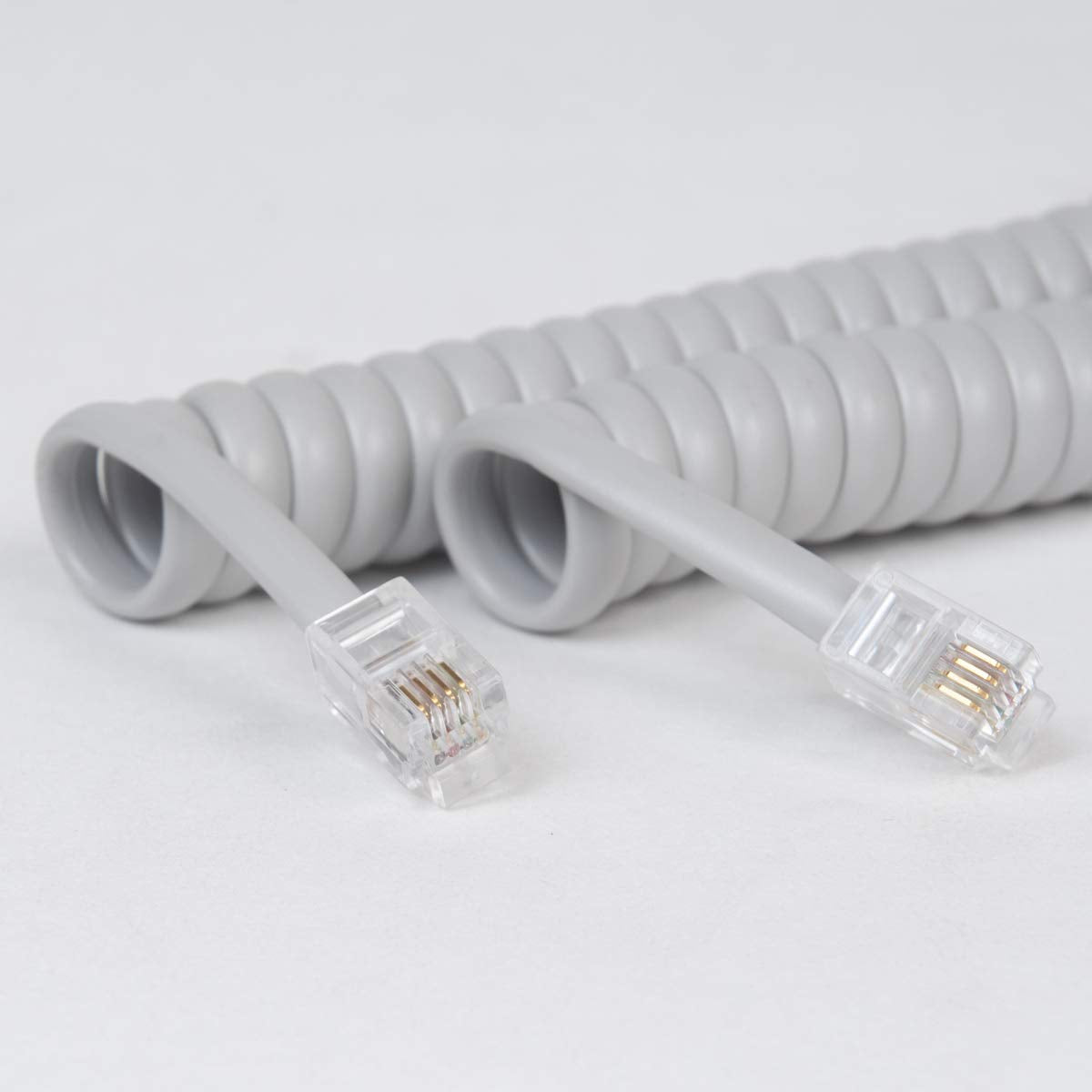 Cablesys Coiled Telephone Handset Cord for Use with PBX Phone Systems, VoIP Telephones - 12 Ft Uncoiled, Rj22, 1.5 Inch Lead on Both Ends, Dolphin