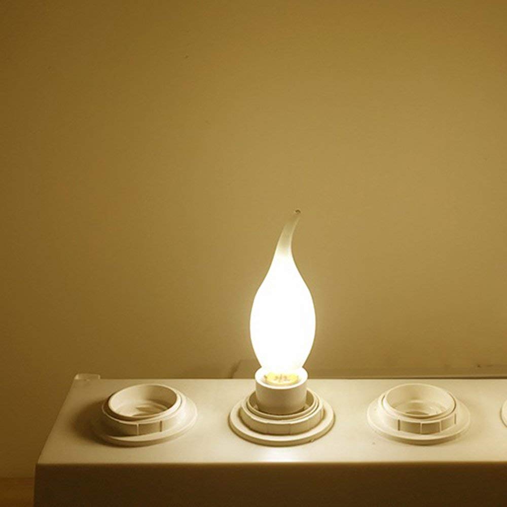 LXCOM Lighting LED Candelabra Light Bulb 4W Dimmable Filament LED 40W Equivalent, E12 Base, C35 Frosted Glass, Flame Shape, Daylight White 6500K, 8