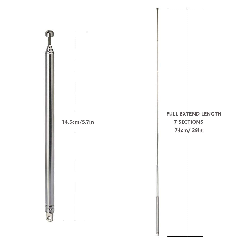 EJOYS 7-Sections 22'' Telescopic FM Antenna Replacement Compatible with Indoor Portable Radio Bluetooth Stereo Receiver AV Audio Vedio Home Theater