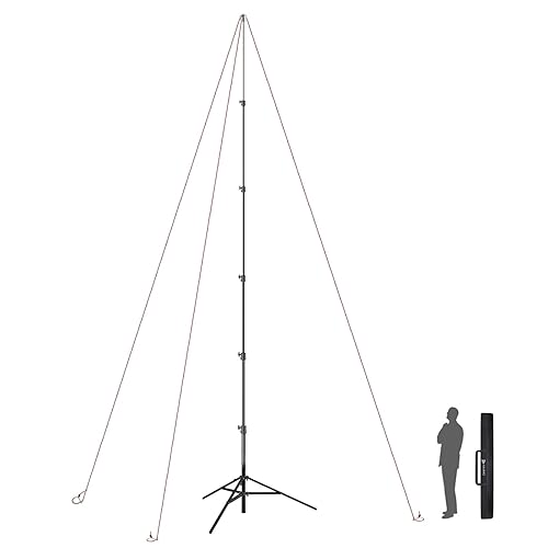 RAUBAY 24' Tall Tripod Stand, Extreme Tall Heavy Duty Sports Camera Video Tripod, Spring Telescoping Aluminium Alloy Large Light Stand with 1/4"& 3/8"