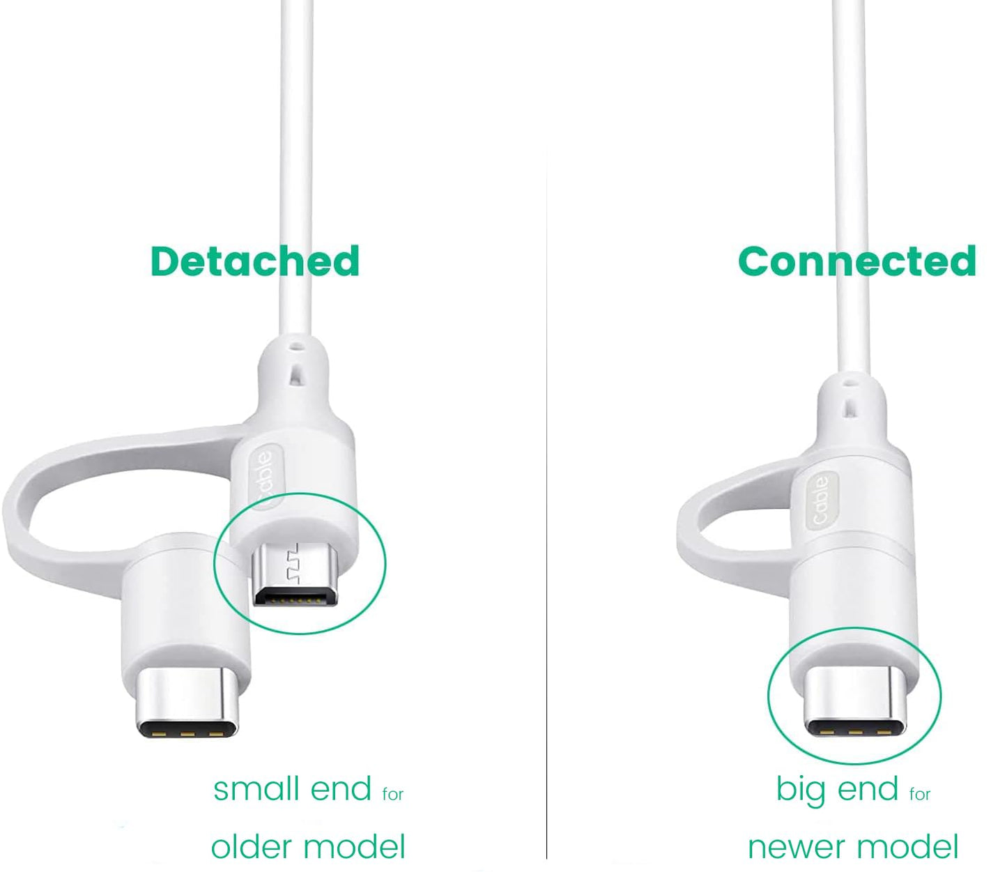 6ft Micro-USB and USB-C Combo Charging Cable for Samsung Galaxy S/A Series, Tab A, Fire Tablets & Kindle Paperwhite
