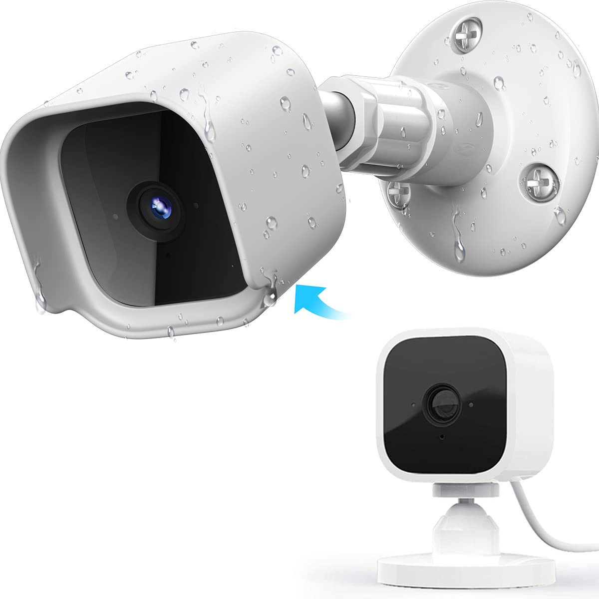 Blink Mini Wall Mount Bracket with Protective Case?Weather Proof 360 Degree Protective Adjustable Indoor/Outdoor Small Mount(1 Pack White?Camera not