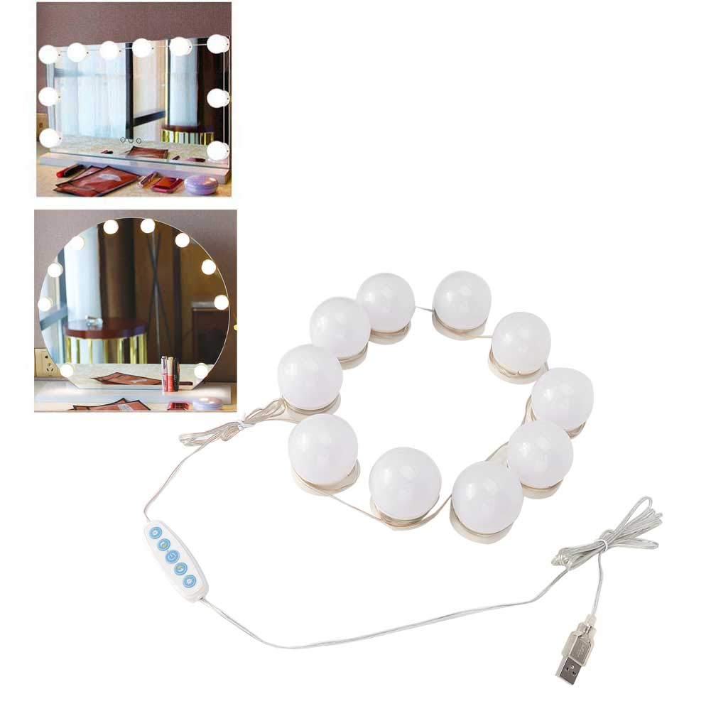 Cimenn Hollywood Makeup Vanity Mirror Bulb, 10Pcs USB LED 5 Color Temperature Light Bulb for Makeup Beauty Tabletop Vanity Mirror, Wall Mounted
