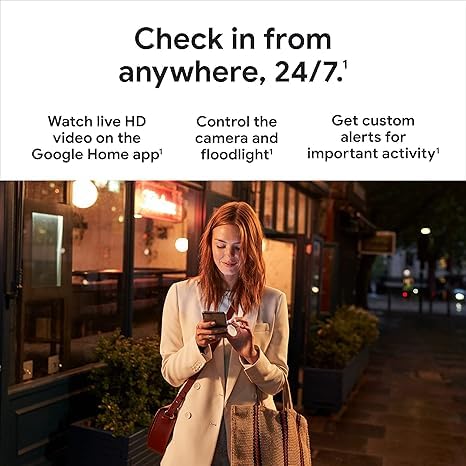 Google Nest Cam with Floodlight - Outdoor Camera - Floodlight Security Camera, White, 1 Count with Extra Replacement Cable