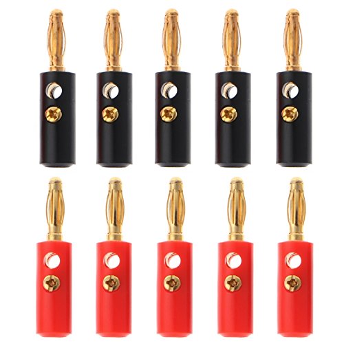 VizGiz 10 Pack Banana Plugs Replacement Screw On Type Banana Speaker Plug Connectors Audio Jack for Speaker Wire Wall Plate Binding Post Home Theater