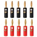 VizGiz 10 Pack Banana Plugs Replacement Screw On Type Banana Speaker Plug Connectors Audio Jack for Speaker Wire Wall Plate Binding Post Home Theater