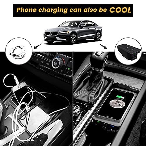 Car Wireless Phone Charger for Volvo 2017-2025 XC90 XC60 S90 S60 V90 V60 2025 2024 2023 2022 2021 2020 2019 2018 2017 Center Console Accessories