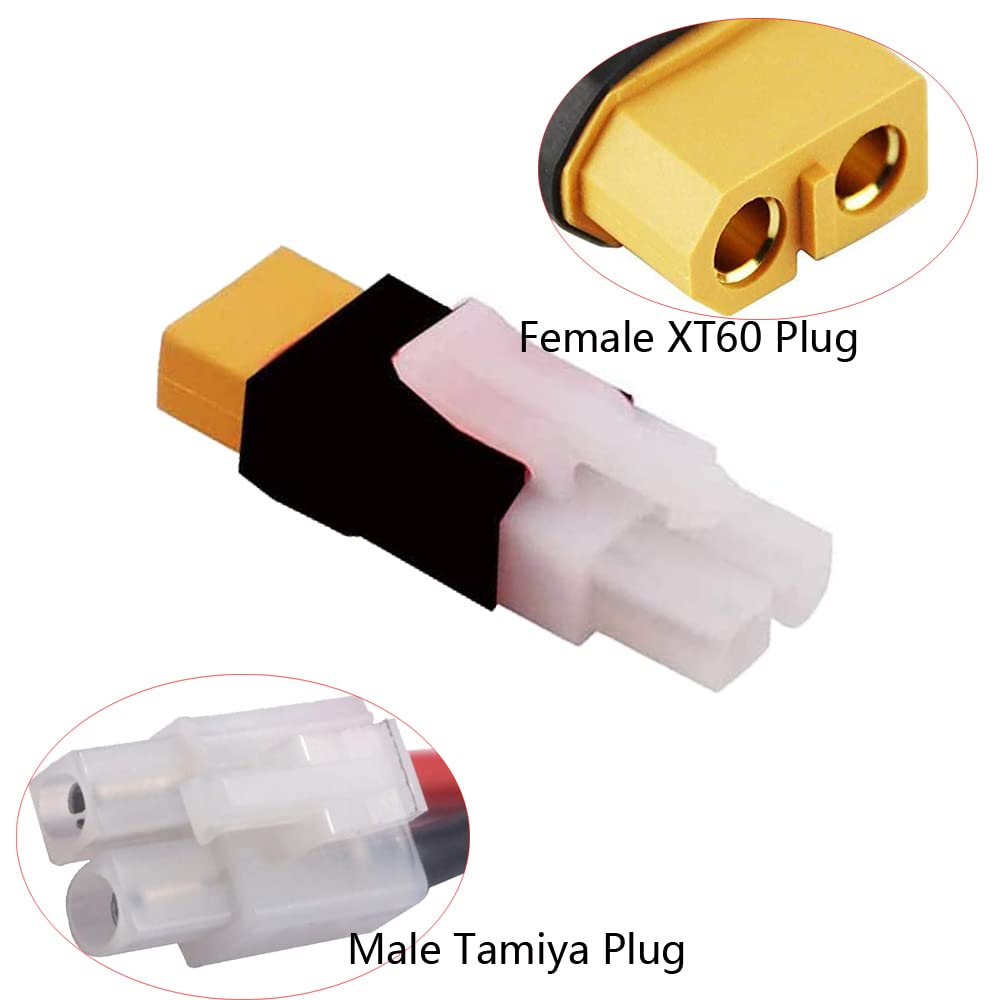 LINSYRC 2pcs XT60 Male to Bigtamiya Female Connector Adapter and 2pcs XT60 Female to Bigtamiya Male Connector Adapter for Nicd Nimh Dynamite Pack