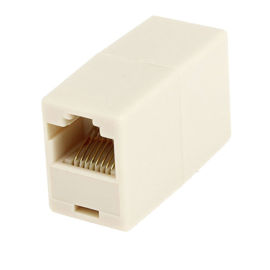 uxcell RJ45 Double Female Plug Telephone Adapter Connector for Landline Telephone, Beige