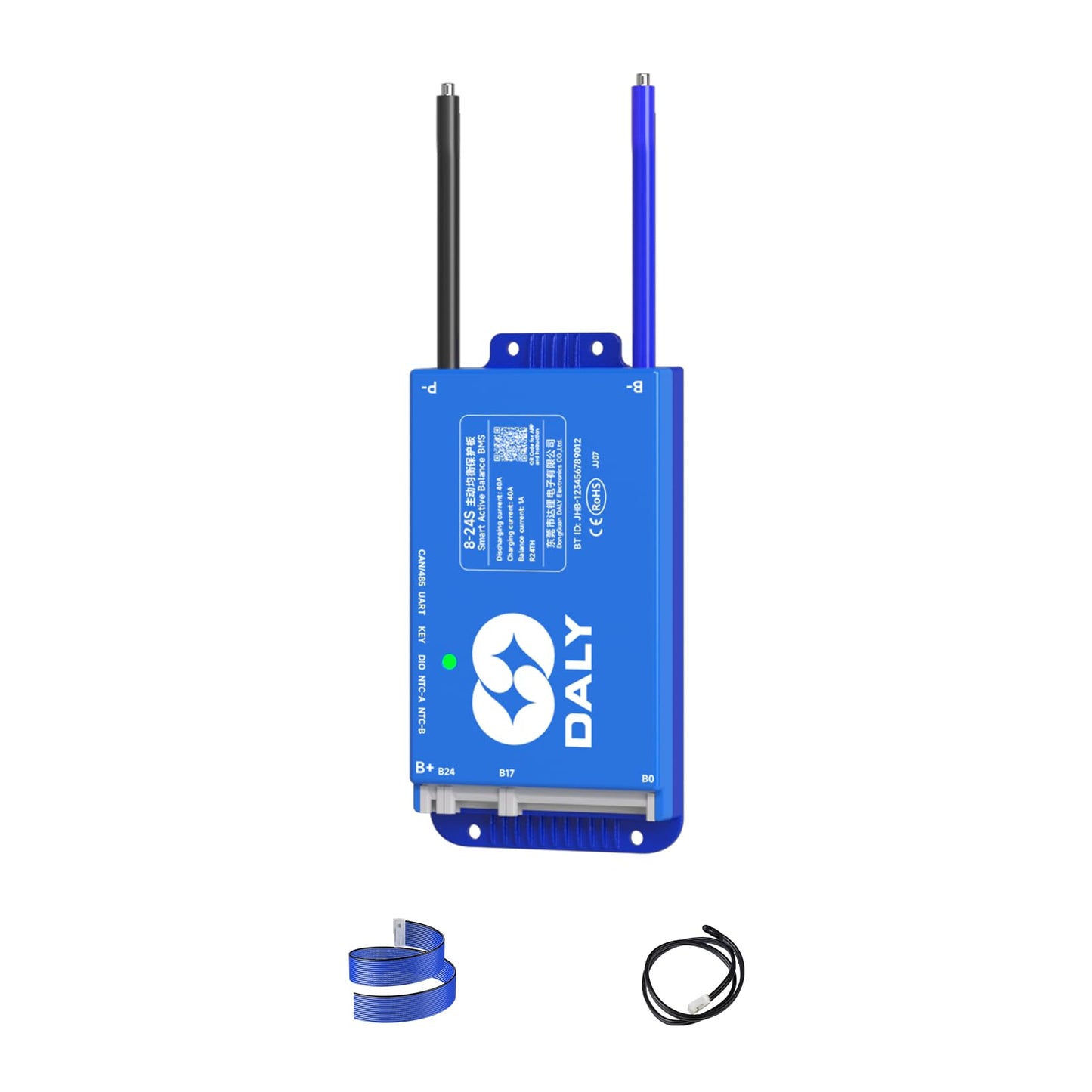 DALY 40A 8S-24S 24V-84V Smart BMS with 1A Active Balancer and Build-in Bluetooth RS485 CAN for Lithium Battery NCM/LFP/LTO Pack