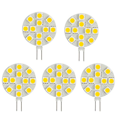 HERO-LED SG4-12T-CW Side Pin G4 LED Disc Halogen Replacement Bulb, 2.4W, 20-25W Equal, Cool White 6000K, 5-Pack(Not Dimmable)