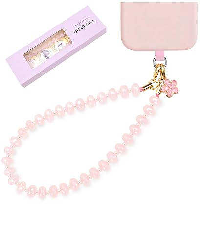 VICHUNHO Beaded Phone Wrist Strap, Cellphone Lanyard with Tether Tab, Cute Cell Phone Wristlet Bracelet for Women Girls