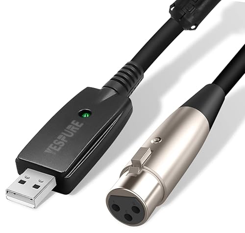 YESPURE USB Microphone Cable for Instruments Recording USB Male to XLR Female Mic Link Converter Cable Studio Audio Cable Connector Cords Adapter
