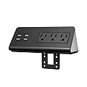Kable Kontrol Desk Clamp Power Strip with 4 USB-A Ports, Nightstand Charging Station, 3 AC Outlets, Fast Charger, Easy Installation for Home, Offices