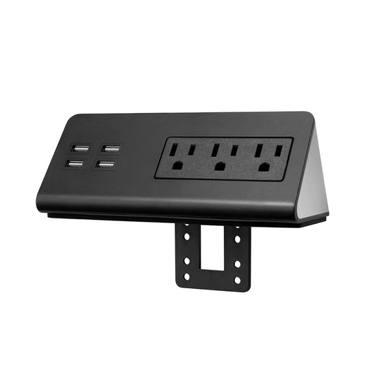 Kable Kontrol Desk Clamp Power Strip with 4 USB-A Ports, Nightstand Charging Station, 3 AC Outlets, Fast Charger, Easy Installation for Home, Offices