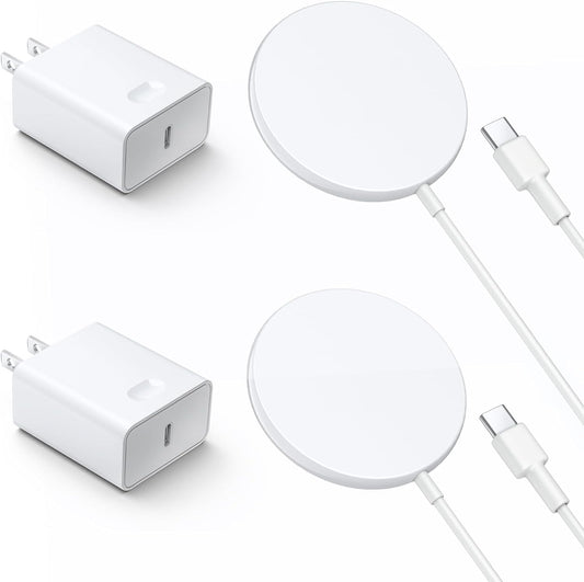 SMOONFACE Magnetic Wireless Charger for iPhone 17 16 Wireless Charger with 20W PD USB C Charger, 2 Pack Compatible with Magsafe Charger for iPhone