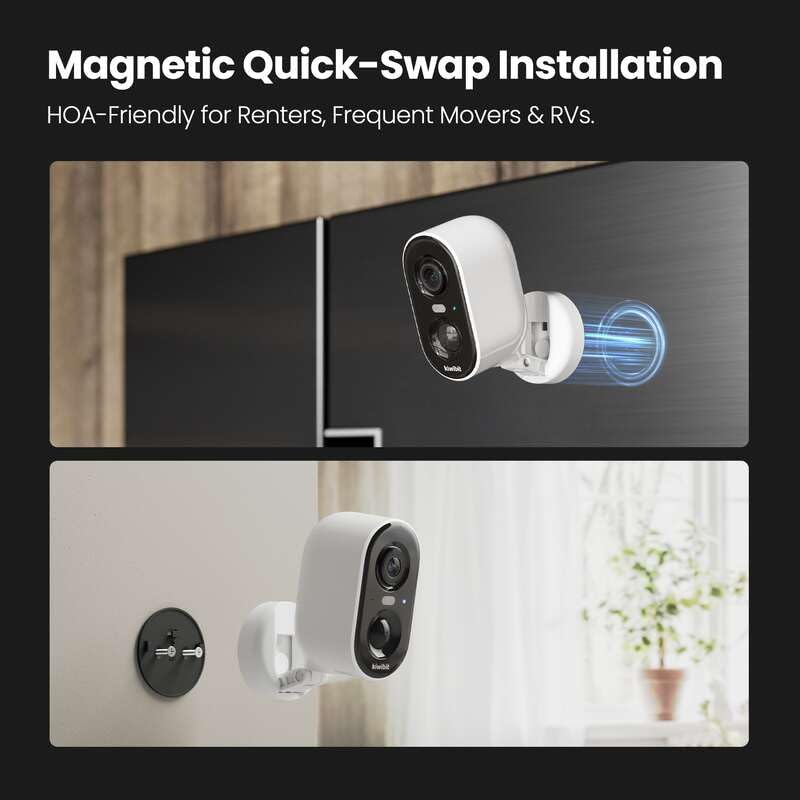 Kiwibit Security Cameras Wireless Outdoor, 2K Outside Camera for Home Security, Battery Camera, Magnetic Mount, AI Detection, Color Night Vision