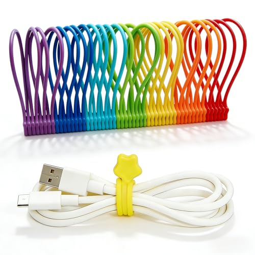 Fironst Reusable Silicone Magnetic Cable Ties, 28 Pack 7.48'' Magnetic Twist Ties for Bundling and Organizing, Holding Stuff, USB Charging Cords