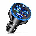 Alanph 5-in-1 Multi-Port USB C Car Phone Charger with Voltage Display, 250W Super Fast Charge Cigarette Lighter USB Charger