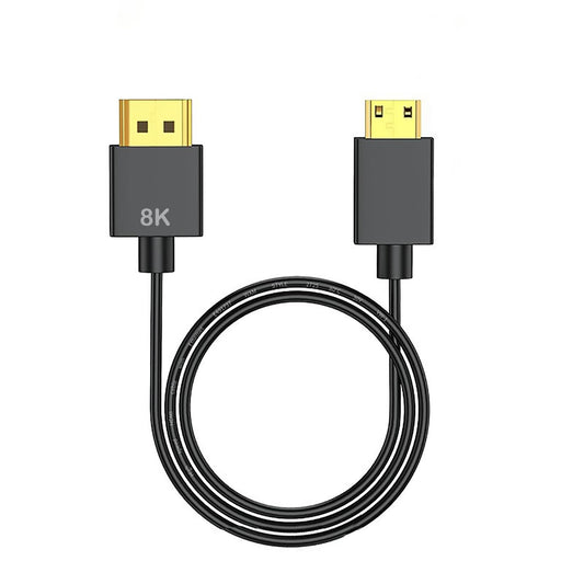 SkyeySnail 1m / 3.3ft 8K HDMI Cable High Speed 48Gbps, Type A to C, Mini HDMI 2.1, Ultra Thin, Hyper Super Flexible Slim Cord, Diameter<3.6mm, eARC