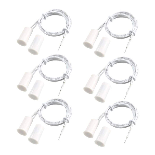 PEN RC-33 NC Recessed Wired Security Window Door Contact Sensor Alarm Magnetic Reed Switch White - (6 Sets)