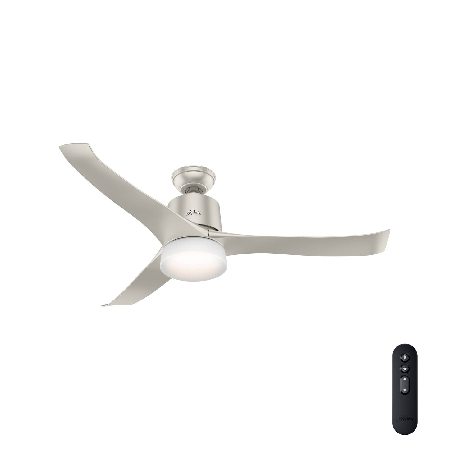 Hunter Fan 54 inch Modern Matte Nickel Indoor Ceiling Fan with Light Kit and Remote Control (Renewed)