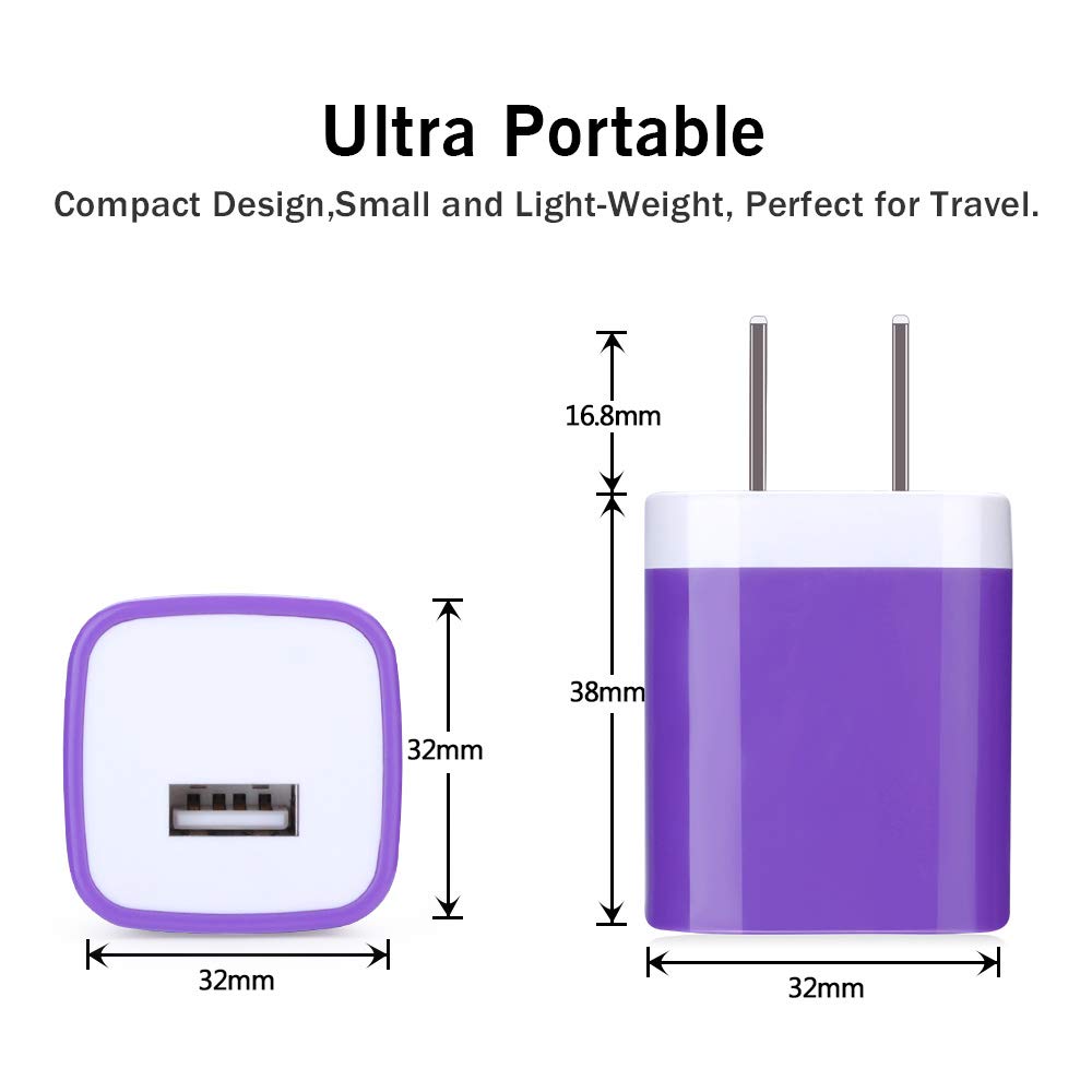 USB Wall Plug,GiGreen Single Port Fast Charging Block 5Pack USB Charging Plug Cube Wall Adapter Compatible iPhone 17 Pro Max Air 16 Plus 15 14 13 12