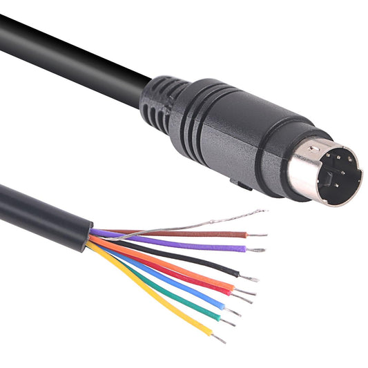 Mendouconert Mini DIN 8 Pin Male to Bare Wire End Adapter Cable, MD8 Connector Pigtail for DIY and Repair (5mtr)
