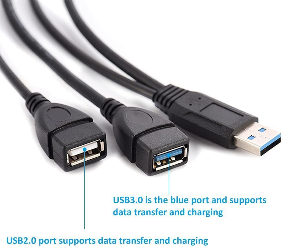 Eanetf USB 3.0 Female to Dual USB Male Splitter Cable, 2 Pack