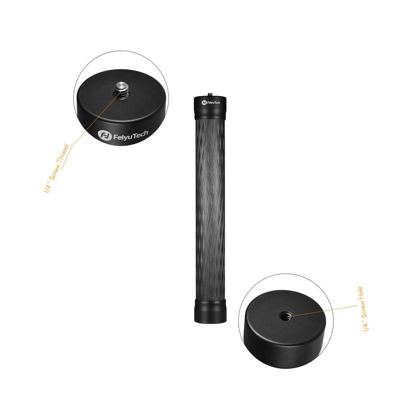 FeiyuTech 10.8" (275mm) Carbon Fiber Extension Pole - Lightweight, Durable with 1/4"-20 Screw, Compatible with Camera Gimbals, Tripods & Monopods