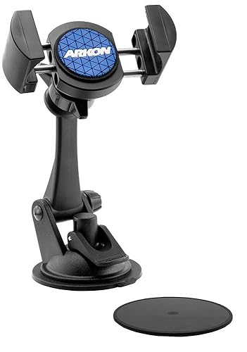 ARKON Mounts Sticky Suction Mount with RoadVise Phone Holder For Cars and Trucks, Fully Adjustable with Powerful Suction Mount or Dash Mounting, Fits