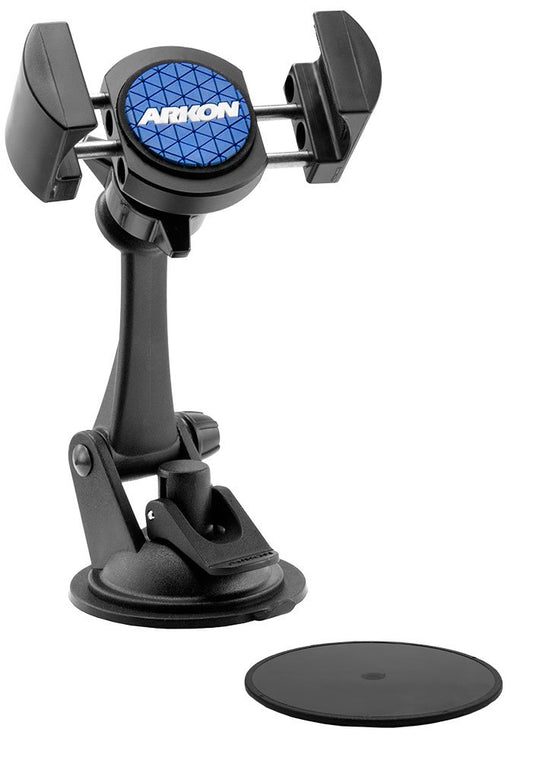 ARKON Mounts Sticky Suction Mount with RoadVise Phone Holder For Cars and Trucks, Fully Adjustable with Powerful Suction Mount or Dash Mounting, Fits