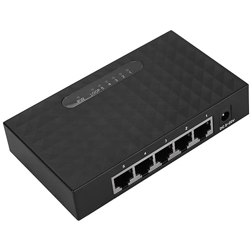 Sonew Gigabit Ethernet Switch, 5 Port Fast 10/100/1000Mbps Ethernet LAN Hub Network Gigabit Switch, Full/Half Duplex Adaptive Mode, Black(US Plug)
