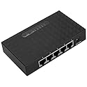 Sonew Gigabit Ethernet Switch, 5 Port Fast 10/100/1000Mbps Ethernet LAN Hub Network Gigabit Switch, Full/Half Duplex Adaptive Mode, Black(US Plug)